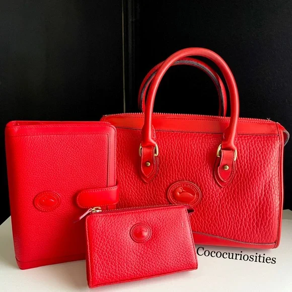 Dooney and Bourke awl Leather Red satchel crossbody bag P29 - Picture 2 of 16